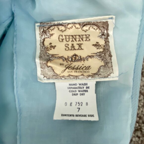 VINTAGE Gunne Sax Blue Lace Long Maxi Prairie Boho Dress Sz XS - Picture 14 of 15